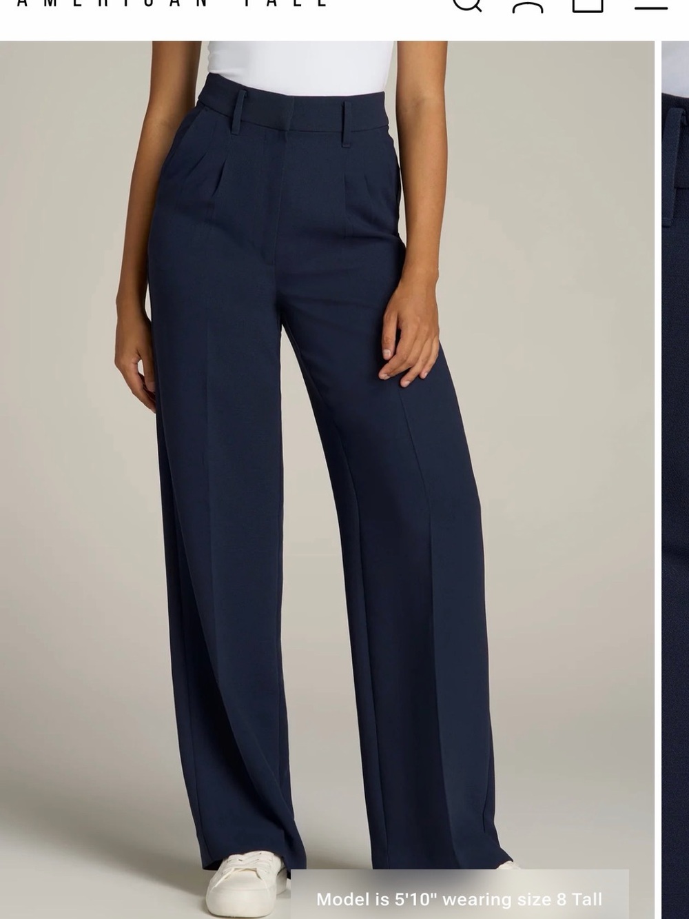 High-Rise Navy Wide-Leg Trousers from American Tall 10 T